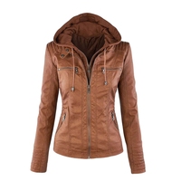Chaqueta Corta Acolchada de Piel de Oveja con Capucha, Tinte Liso, Impermeable y Ligera