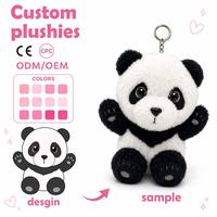 Porte-clés en peluche panda en coton personnalisé, vente en gros, design étoile cœur, ours en peluche doux, OEM ODM pour cadeau enfant, certifié CE CPC