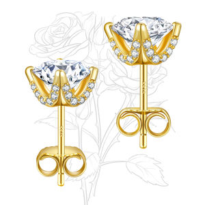 Regalo per la <span class=keywords><strong>Festa</strong></span> <span class=keywords><strong>della</strong></span> <span class=keywords><strong>Mamma</strong></span> <span class=keywords><strong>Orecchini</strong></span> a Perno in Moissanite Argento Sterling 925 Placcato Oro 14K per Donne 2 Carati VVS GRA Diamante di Laboratorio Ipoallergenico - Product Image 6