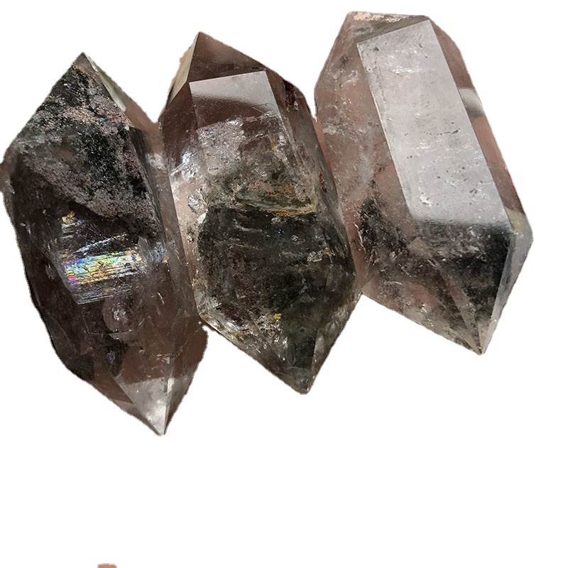 Bán Buôn Tự Nhiên Nhỏ Đánh Bóng Chữa Bệnh Đôi Chấm Dứt Màu Xanh Lá Cây Phantom Quartz Tinh Thể Tháp Điểm Pha Lê