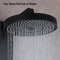 Robinet de douche mural en acier inoxydable cuivre noir mat brossé au design moderne, barre coulissante, 1 poignée, valve en céramique, jet de pluie numérique