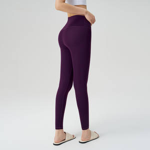 Vente chaude femmes taille haute collants de gymnastique couleur unie Ins <span class=keywords><strong>chaud</strong></span> Yoga Leggings dames tenue d'entraînement costume pour Yoga Leggings - Product Image 3