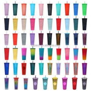 Custom Logo <b>Reusable</b> 700ml Double Wall Tumbler Bling Studded Portable Food Grade PP Durian <b>Cup</b> - Product Image 3
