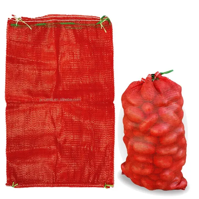 Top vendita 50*80cm PP materiale tubolare sacchetti di maglia per cipolla e patate imballaggio per uso agricolo