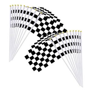 Racing Car <b>Flag</b> Sport Events Decorations Supplies Mini Hand Held Plastic Hand Stick Checkered <b>Flags</b> - Product Image 2