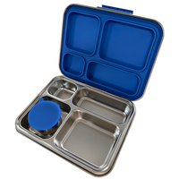 Boîte à lunch bento pour enfants en acier inoxydable 1240 ml, 4 compartiments, anti-fuite, récipient alimentaire en métal pour l'école et le bureau, sans BPA