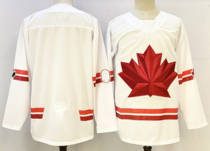 Op maat gemaakte hoogwaardige 2026 heren Canada Nationaal Team stijl ijshockeytrui volledig geborduurd vocht afvoerend polyester uniform - Product Image 2