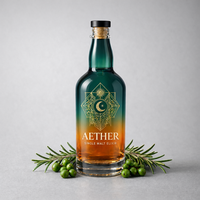Bouteille en verre super-flint de 700 ml pour whisky, couleur personnalisée, base lourde, vide, pour spiritueux, liqueur, vodka, brandy, vente en gros, directement de l'usine