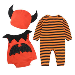 Scirocco Kidsren's Halloween Performance Clothing Set Little Devil Striped Jumpsuit Hat con vestidos <span class=keywords><strong>de</strong></span> algodón Disfraz <span class=keywords><strong>de</strong></span> bebé <span class=keywords><strong>de</strong></span> 3 piezas - Product Image 5