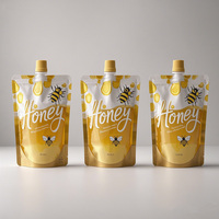 Pochettes à bec verseur personnalisées pour jus, miel et boissons, en aluminium, sans BPA, formes spéciales, 20ml, 10ml, 500ml, avec impression numérique