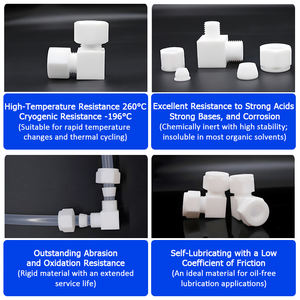 ZDVseal 1/2 "X10mm PTFE 90 derajat konektor siku Ozone tahan untuk industri perawatan air tanaman - Product Image 5