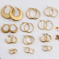 Earrings Women Gold Plated Earrings Jewelry Women Thick New Moon Fashion Style 316L Stainless Steel Gold Hoop Earrings