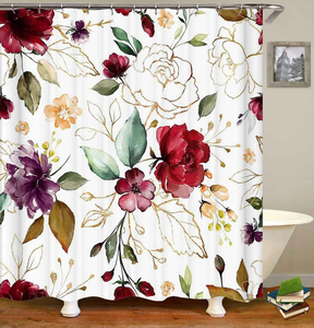 NOVISON Rideaux de Douche Imprimés Numériquement Motif Floral 100% Polyester Style Américain Imperméables Personnalisables - Product Image 3