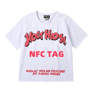 T-shirt à manches courtes surdimensionné imprimé avec une étiquette NFC, pour homme, style hip-hop, mélange de coton, taille plus - Product Image 3