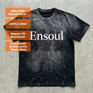 เสื้อยืดคุณภาพสูง ผ้าฝ้าย 100% ซักกรด พิมพ์ลายกราฟิกตามสั่งสำหรับผู้ชาย ประดับด้วยคริสตัล เสื้อสตรีทแวร์เนื้อหนา - Product Image 1