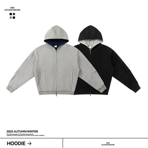 เสื้อฮู้ดซิปแบบหนา 1000 กรัม ทอแน่นสองชั้น ทรงโอเวอร์ไซส์ หลวมสบาย ใส่ได้ทั้งผู้ชาย ผู้หญิง และทุกเพศ เหมาะสำหรับฤดูใบไม้ร่วงและฤดูหนาว - Product Image 2