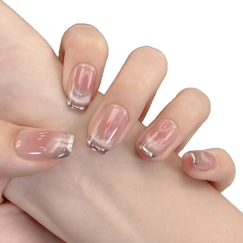 Short Square Luxury Acrylic False Nails Set Wholesale Custom 3D Butterfly Design French Tips Press on Nails Bulk Long-lasting