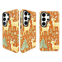 Coque de protection antichoc en PC rigide pour Samsung Galaxy, motif floral cerf de la forêt en relief, pour femmes et filles