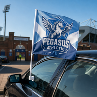 Drapeau de fenêtre de voiture personnalisé avec logo de club, mât en plastique, polyester durable et écologique, drapeau national, design personnalisé, événement sportif