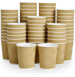 Leak Resistant <b>Disposable</b> Coffee Paper Cups for Hot Drink Serving Takeaway Beverage Party Drinking Use - Product Image 4