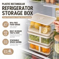 Boîte de conservation alimentaire en plastique pour réfrigérateur, grand récipient rectangulaire hermétique pour congélation en cuisine