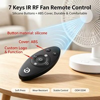 Control Remoto Inalámbrico OEM ODM Personalizado de 7 Teclas IR y RF, Control Remoto con Velocidad Ajustable para Ventilador Eléctrico