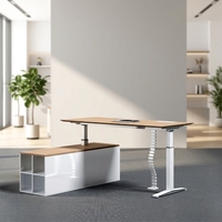 Bureau de direction électrique réglable en hauteur avec armoire latérale, table de bureau commerciale pour une personne, assise-debout, vente en gros