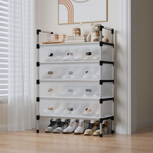 Zapatero de Metal de hierro a prueba de polvo, diseño desmontable de plástico PP, estilo moderno y sencillo, almacenamiento de cinco capas para vivir - Product Image 5
