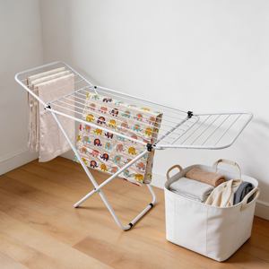 Séchoir à linge pliable personnalisable en fer et PP, écologique, moderne, portable, multifonctionnel, sur pied - Product Image 5