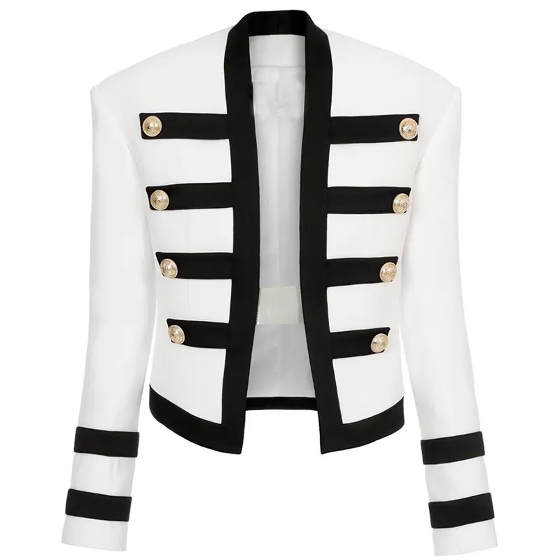 IN-STOCK Newest 2022 Designer Jacket Women's Color Block Collarless Lion Buttons Band Jacket