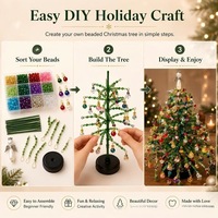 Kit de fabrication d'arbre de Noël perlé fait main DIY, mini arbre de Noël en perles de cristal, décoration de bureau, artisanat de Noël DIY