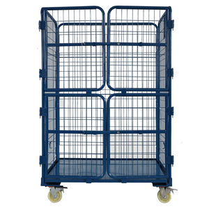 Chariot en acier pliable économique Cage extérieure verrouillable Conteneur en rouleau Entrepôt en acier doux Stockage Cargo Manufacture de matériel - Product Image 2