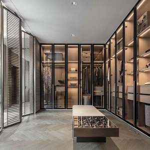 Modern Convertible <b>Wooden</b> Double Wardrobe with Lacquer Finish Custom Bedroom Furniture for Walk-in Closet and HDF Doors - Product Image 2