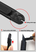 Couteau utilitaire en métal Jialin Mini 9 mm avec lame en acier inoxydable - Noir électroplaqué - Coupe-boîte à lame détachable pour une découpe précise du papier