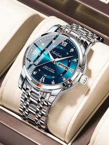 Montre mécanique automatique originale pour homme, boîtier en acrylique de 41 mm, étanche 50 ATM, écologique, tourbillon, lumineuse, double calendrier - Product Image 1