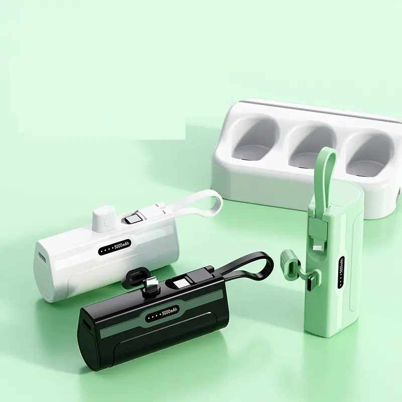 Mini banco de energía de 2023 mAh, cargador de teléfono delgado portátil, Banco de energía de emergencia, 2 en 1, Cable incluido, novedad de 5000