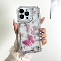 Accessoire papillon de luxe Design de mode brillant 3 en 1 couverture de téléphone incassable pour REDMI 15 5G