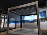 Pergola en aluminium autoportante électrique imperméable à l'eau 3*5m, auvent rétractable en métal, gazebo, pergola à lames orientables pour l'extérieur, usine