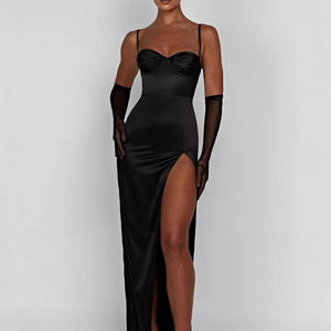 Nouvelles robes d'été pour femmes Streetwear Fashion Casual Slim Split Maxi Dresses Solid Sexy Lady Backless V-neck Sling Dress Clothing - Product Image 4