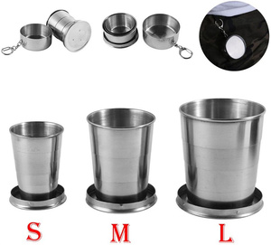 <span class=keywords><strong>Gobelet</strong></span> en verre pliable de ml, avec porte-clé, pour voyage en plein air, télescopique, Portable, en acier inoxydable - Product Image 3