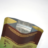 Sachet d'emballage de café personnalisé en gros avec soufflet latéral imprimé, fermeture éclair et fond plat
