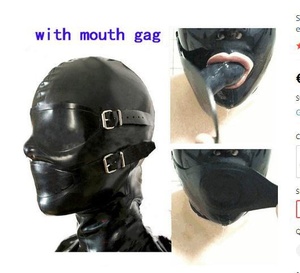 <span class=keywords><strong>M</strong></span>áscara de goma para adultos de cara completa con cubierta desmontable para ojos y <span class=keywords><strong>boca</strong></span> Capucha de látex y cremallera trasera-para Bondage Gear - Product Image 2