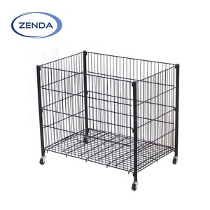 Đóng Mở Cuộn Dây Lưu Trữ Lồng Container Hàng Hóa Lưu Trữ Dây Giỏ Với Bánh Xe Lưới Container Gấp Lồng Cho Siêu Thị - Product Image 4