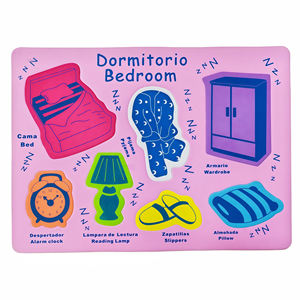 Puzzle en mousse EVA, puzzle <span class=keywords><strong>de</strong></span> chambre à coucher, table <span class=keywords><strong>de</strong></span> chevet, lampe, armoire, coussin, meubles, motifs, mots à trouver pour les enfants, reconnaissance éducative - Product Image 2