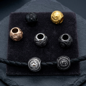 Cuentas espaciadoras del zodíaco de acero de titanio Yunnique, cuentas sueltas para hacer pulseras, cuentas metálicas chapadas en acero inoxidable - Product Image 3