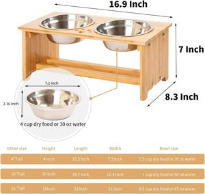 Holz-Futterschalen für Hunde und Katzen, Niedliche Haustier-Schüsseln mit Holzständer, Bestseller Holz-Hundenapf-Organizer - Product Image 2
