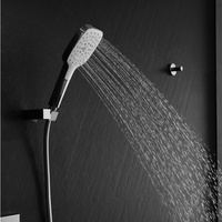 Ensemble de douche de plafond moderne en laiton chromé brossé à poignée unique, avec panneau en verre blanc et garantie de 5 ans