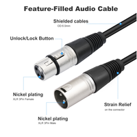 Câble XLR 3 broches 0,6 m, 1 entrée 4 sorties, mâle vers femelle, câble répartiteur audio équilibré, câble de microphone
