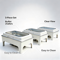 Chauffe-Plat Buffet de Luxe en Acier Inoxydable Effet Marbre Doré 6L, Chauffage à Vapeur, pour Restauration Commerciale et Hôtels, Ensemble de Présentation Alimentaire