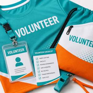 Kit de Voluntario Personalizado para Carreras Divertidas, Paquete para Personal de Eventos OEM ODM con Camiseta, Gorra y Cordón - Product Image 3